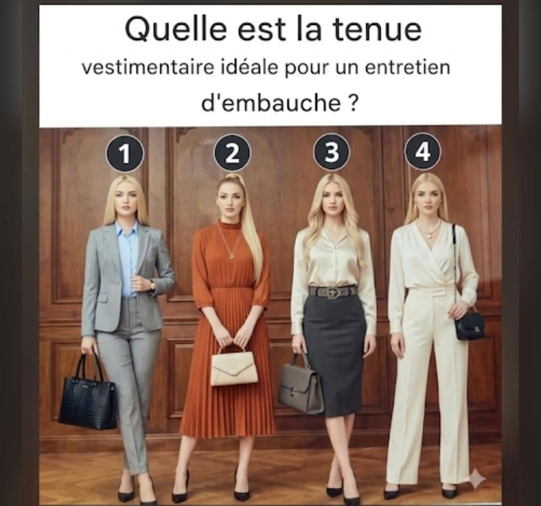 Quelle est la tenue idéale pour un entretien d’embauche ? Options 1, 2, 3 et 4 : comparez les exemples et choisissez celui qui vous convient