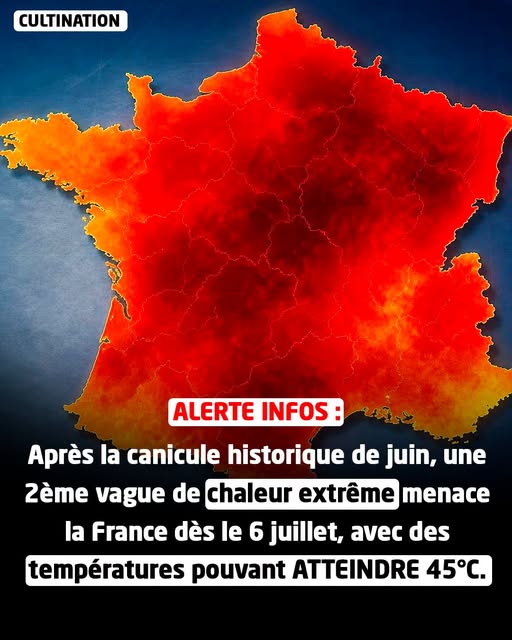 🌡️Après la journée historique de juin, une nouvelle vague de chaleur pourrait frapper la France dès le 6 juillet