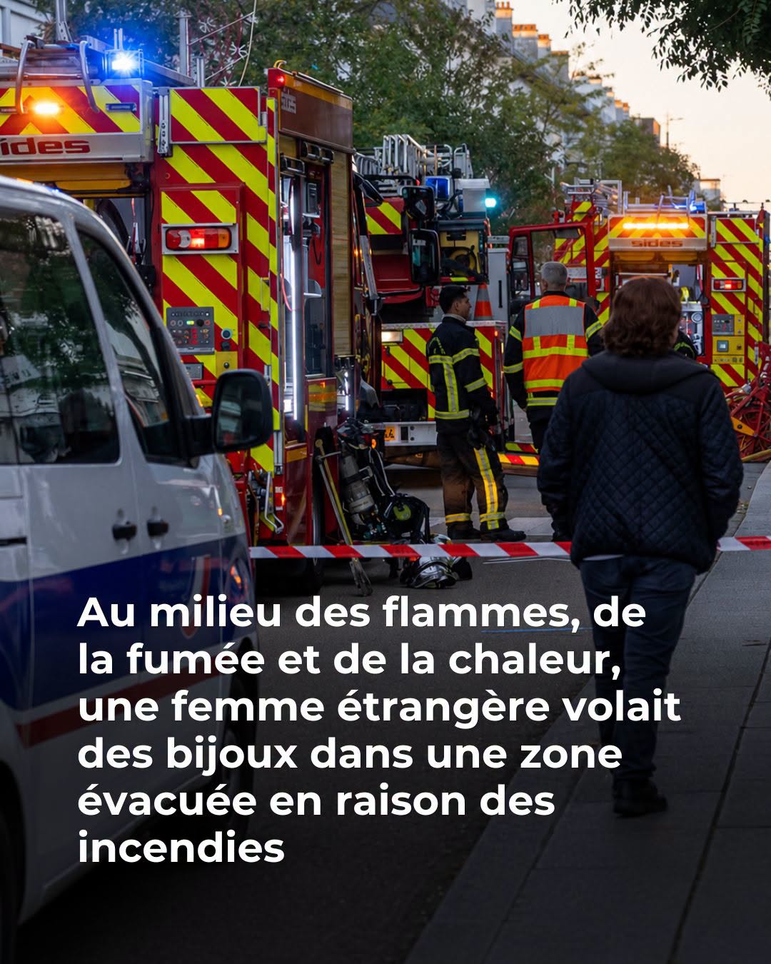 Pendant que les habitants fuyaient les flammes, une femme…Voir plus